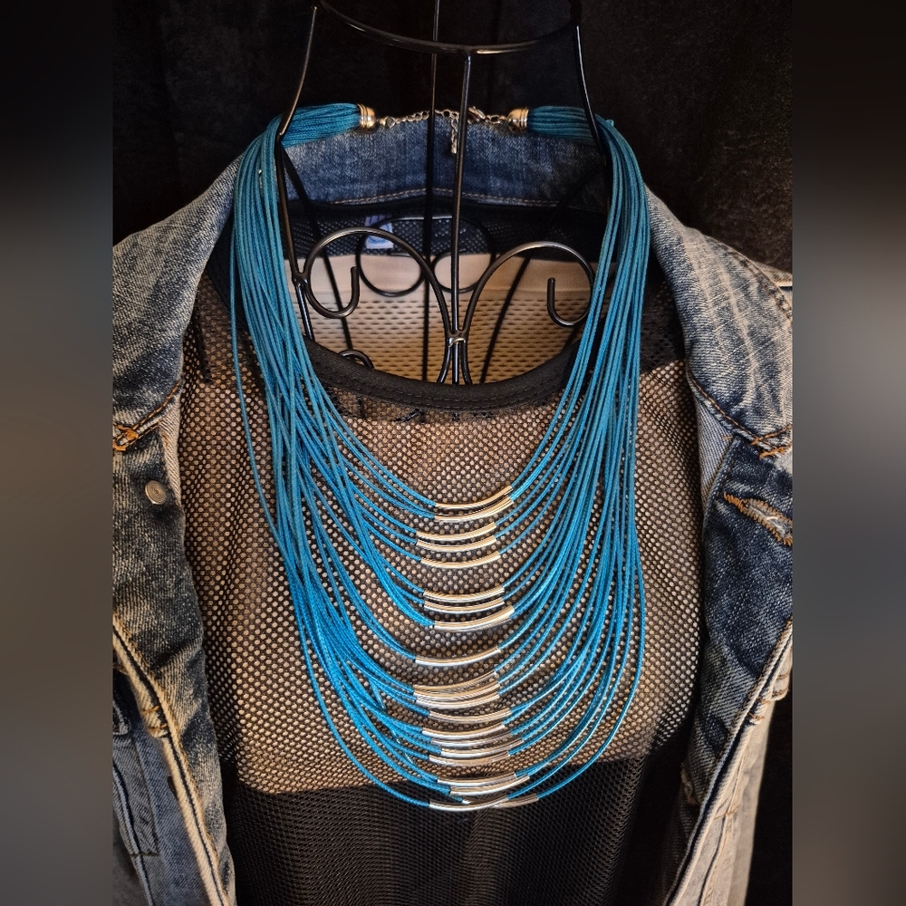 Blue and Silver Tone Necklace